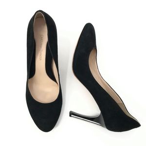 Carolinna Espinosa 'Corsage' Black Suede Heels